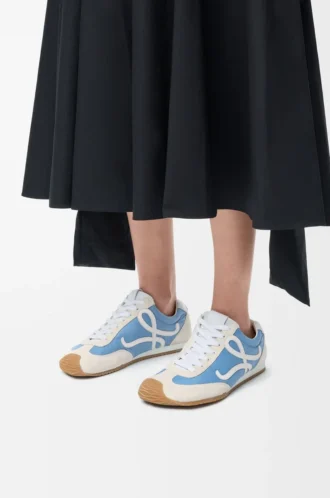 Ballet Runner 2.0 aus Nylon und Kalbsleder Blau/Weiß/Softweiß