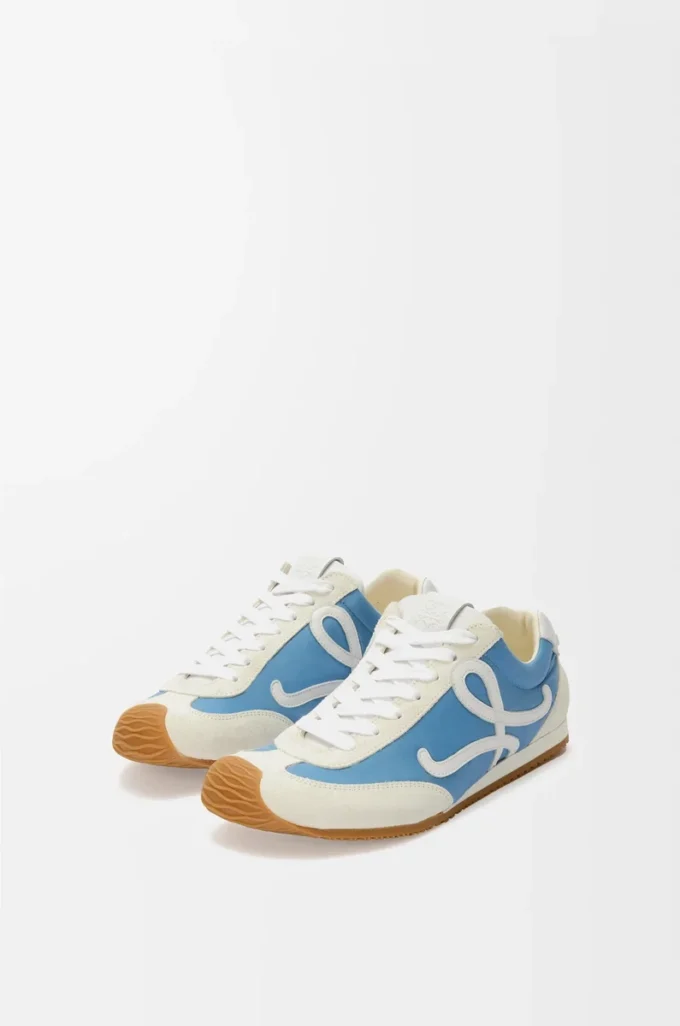 Ballet Runner 2.0 aus Nylon und Kalbsleder Blau/Weiß/Softweiß