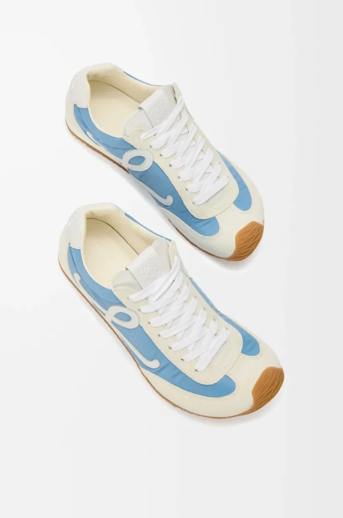 Ballet Runner 2.0 aus Nylon und Kalbsleder Blau/Weiß/Softweiß