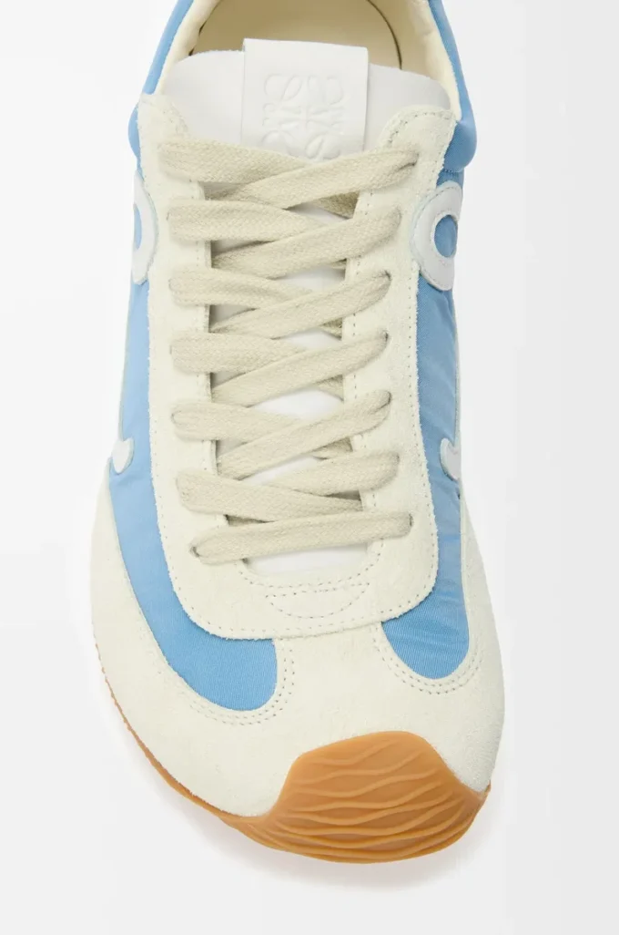 Ballet Runner 2.0 aus Nylon und Kalbsleder Blau/Weiß/Softweiß