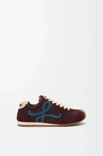 Ballet Runner 2.0 aus Nylon und Kalbsleder Burgunderrot/Entenblau/Teigfarben