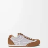 Ballet Runner 2.0 aus Nylon und Kalbsleder Grau/Weiß/Hellbraun