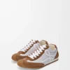 Ballet Runner 2.0 aus Nylon und Kalbsleder Grau/Weiß/Hellbraun