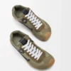 Ballet Runner 2.0 aus Nylon und Kalbsleder Hellkhaki/Schwarz/Weiß