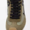 Ballet Runner 2.0 aus Nylon und Kalbsleder Hellkhaki/Schwarz/Weiß