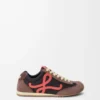 Ballet Runner 2.0 aus Nylon und Kalbsleder Schokolade/Koralle/Gelb