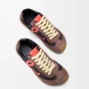 Ballet Runner 2.0 aus Nylon und Kalbsleder Schokolade/Koralle/Gelb