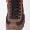 Ballet Runner 2.0 aus Nylon und Kalbsleder Schokolade/Koralle/Gelb
