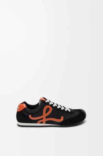 Ballet Runner 2.0 aus Nylon und Kalbsleder Schwarz/Orange/Hellgrün