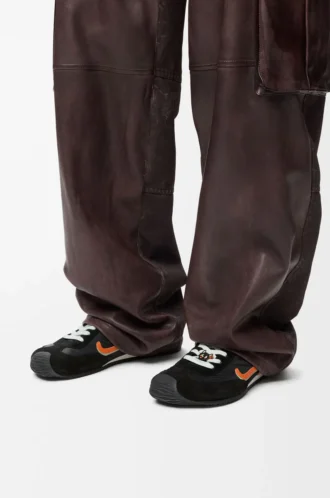 Ballet Runner 2.0 aus Nylon und Kalbsleder Schwarz/Orange/Hellgrün