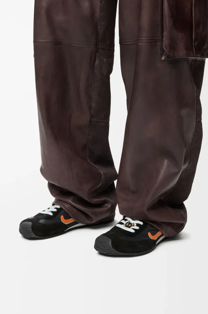 Ballet Runner 2.0 aus Nylon und Kalbsleder Schwarz/Orange/Hellgrün
