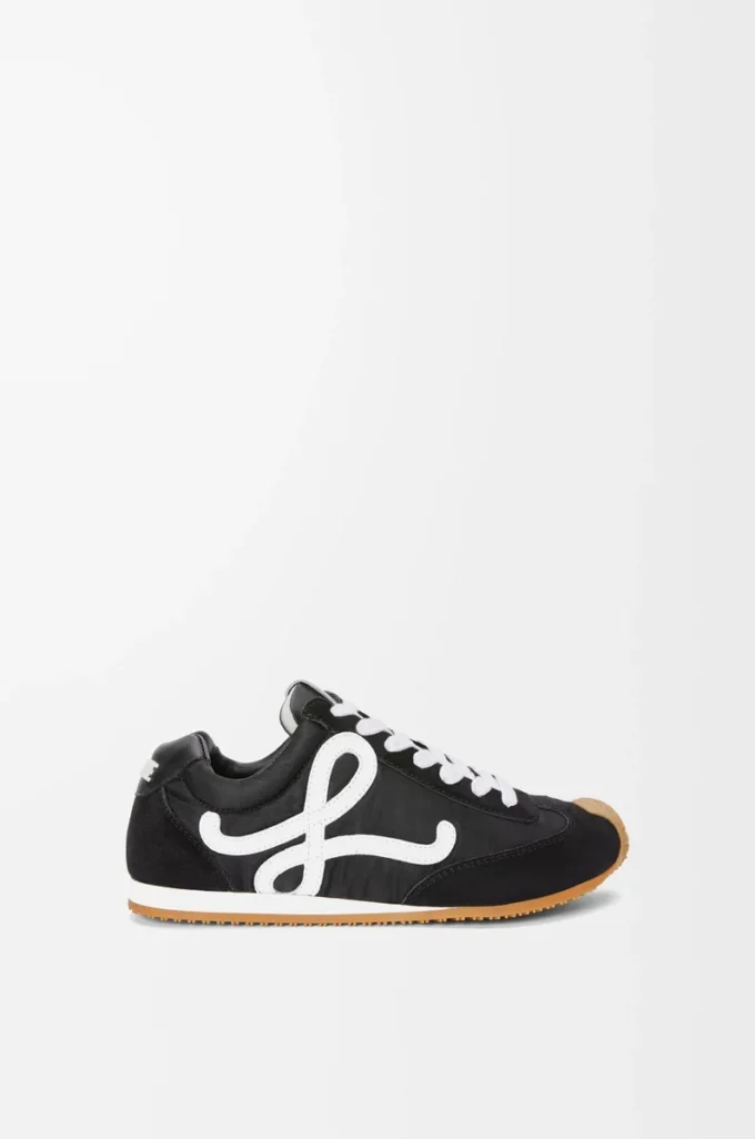 Ballet Runner 2.0 aus Nylon und Kalbsleder Schwarz/Weiß