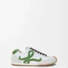 Ballet Runner 2.0 aus Nylon und Kalbsleder Weiß/Grasgrün/Dunkelorange