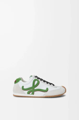 Ballet Runner 2.0 aus Nylon und Kalbsleder Weiß/Grasgrün/Dunkelorange