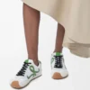 Ballet Runner 2.0 aus Nylon und Kalbsleder Weiß/Grasgrün/Dunkelorange