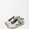 Ballet Runner 2.0 aus Nylon und Kalbsleder Weiß/Grasgrün/Dunkelorange
