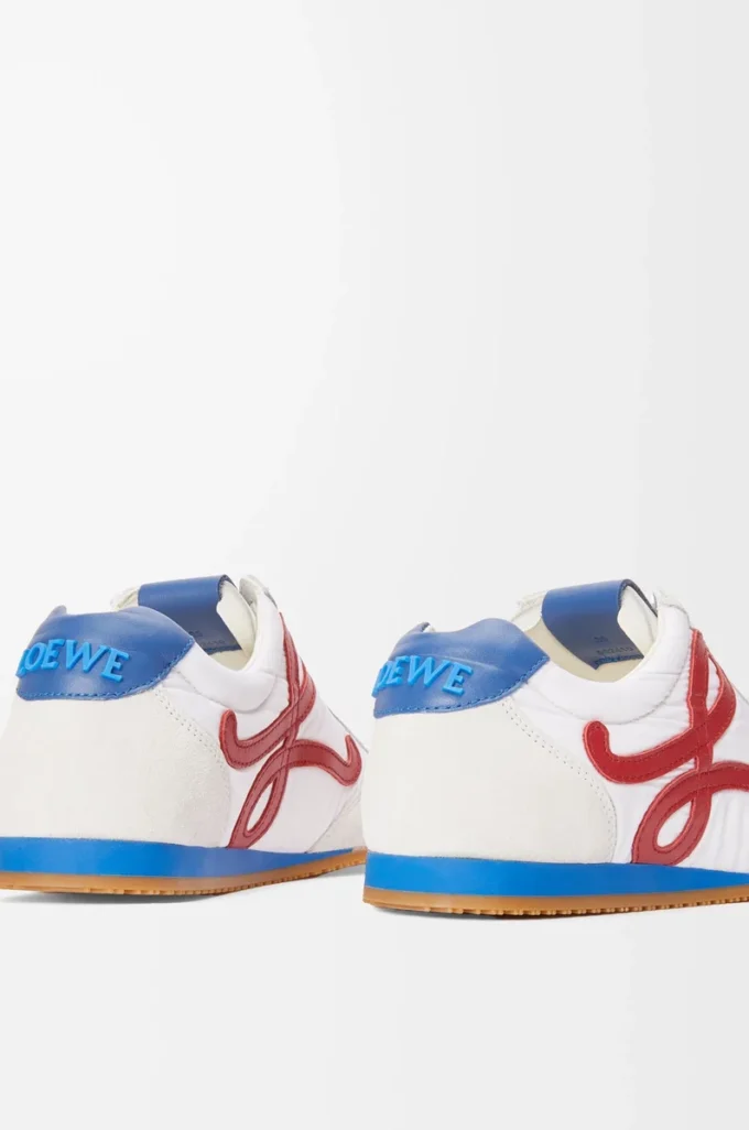 Ballet Runner 2.0 aus Nylon und Kalbsleder Weiß/Rot/Blau