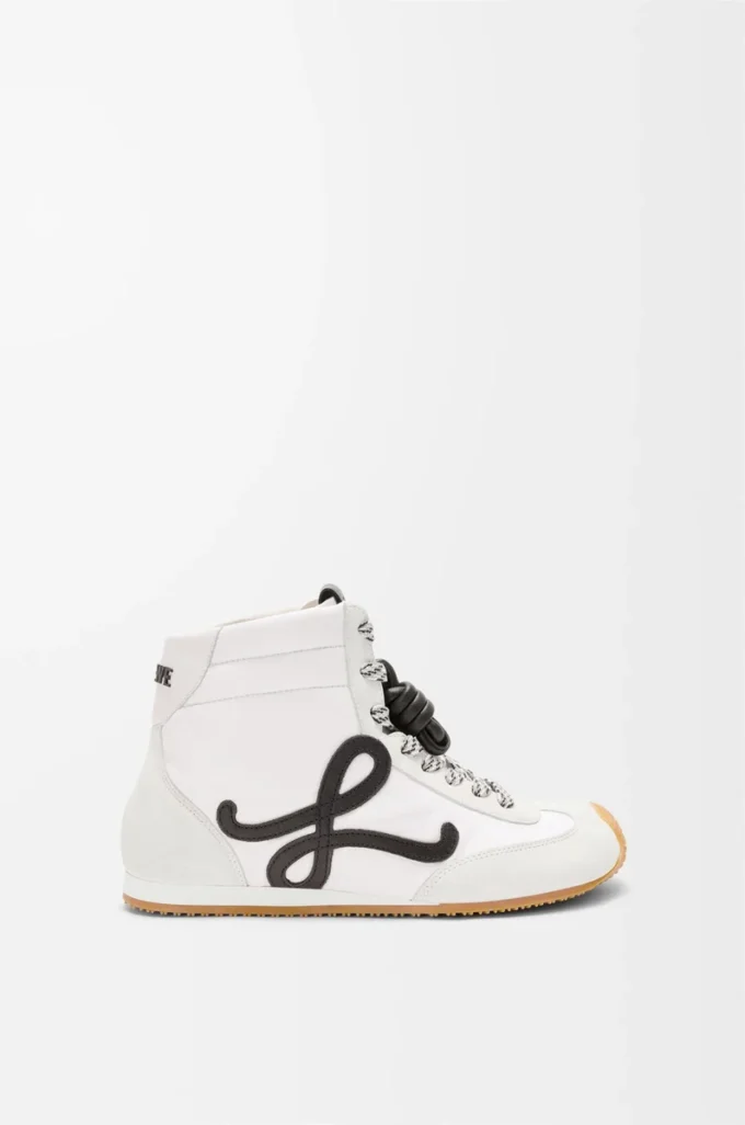 Ballet Runner 2.0 High-Top aus Nylon und Kalbsleder Weiß/Schwarz