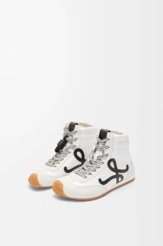 Ballet Runner 2.0 High-Top aus Nylon und Kalbsleder Weiß/Schwarz