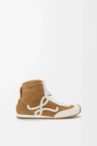 Ballet Runner 2.0 High-Top aus Wildleder und Lammfell Hellbraun/Weiß
