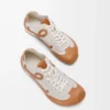 Ballet Runner 2.0 ungefüttert aus Hirschleder und pflanzlich gegerbtem Kalbsleder Soft White/Tan