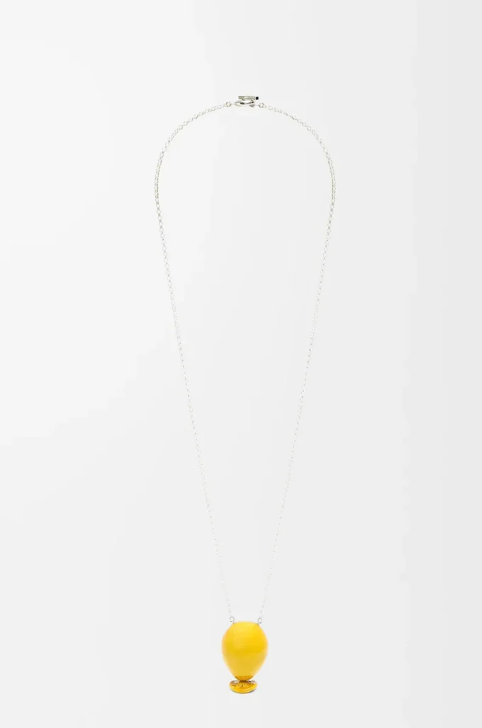 Ballon-Anhänger aus Sterlingsilber und Emaille Gelb