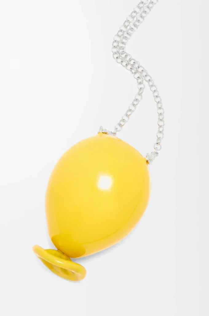 Ballon-Anhänger aus Sterlingsilber und Emaille Gelb