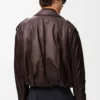 Ballon-Bikerjacke aus Nappalammleder Dunkelbraun