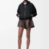 Ballonjacke aus Cupro-Mischgewebe Schwarz