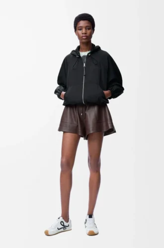 Ballonjacke aus Cupro-Mischgewebe Schwarz