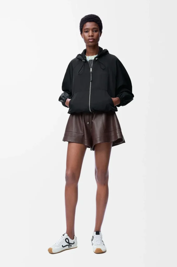 Ballonjacke aus Cupro-Mischgewebe Schwarz