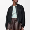 Ballonjacke aus Cupro-Mischgewebe Schwarz