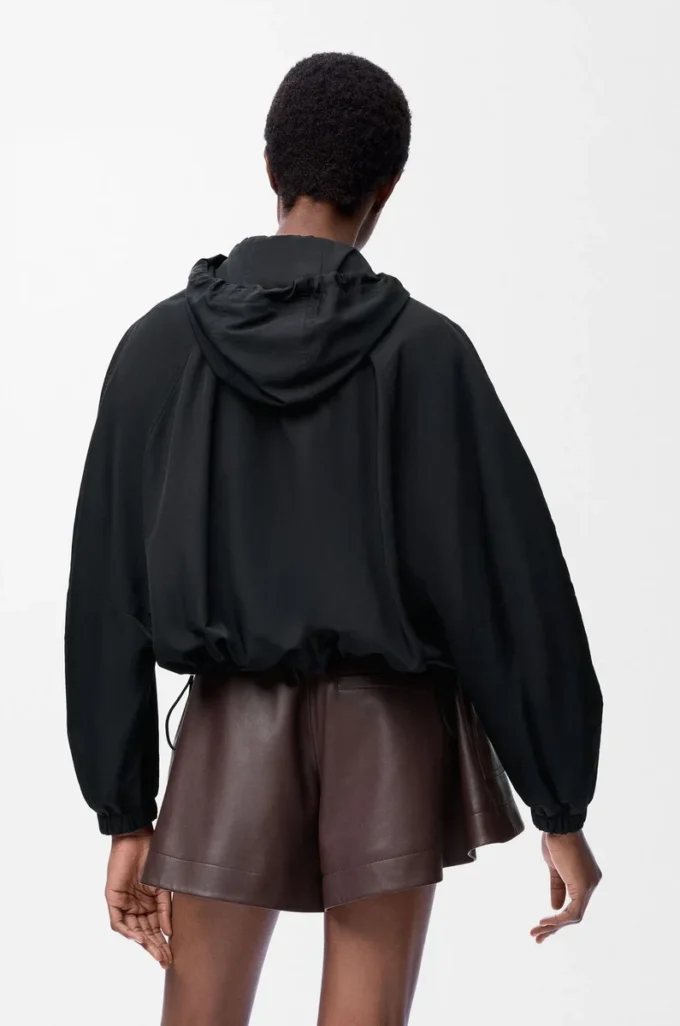 Ballonjacke aus Cupro-Mischgewebe Schwarz