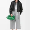 Ballonjacke aus schwarzem Nappalammleder