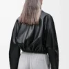 Ballonjacke aus schwarzem Nappalammleder