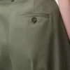 Barrel-Hose aus Baumwolle und Seide in Khaki-Grün