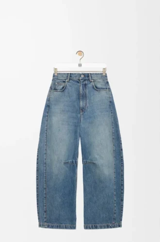 Barrel-Jeans aus Denim Washed Denim