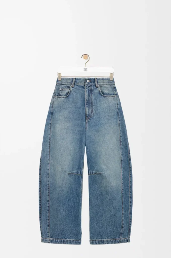 Barrel-Jeans aus Denim Washed Denim