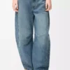 Barrel-Jeans aus Denim Washed Denim