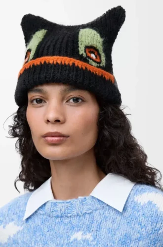 Beanie aus einer Mischung aus Wolle, Alpaka und Mohair Schwarz
