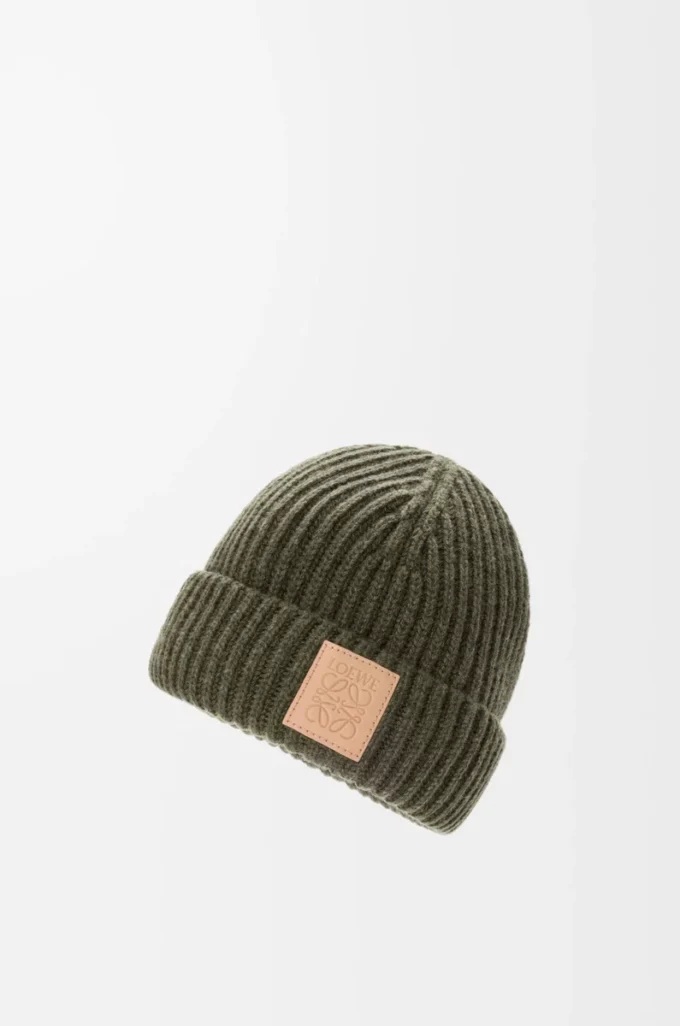 Beanie aus Kaschmir in Dunkelkhaki