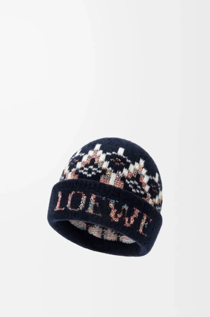Beanie aus Wollmischung Navy/Multicolor