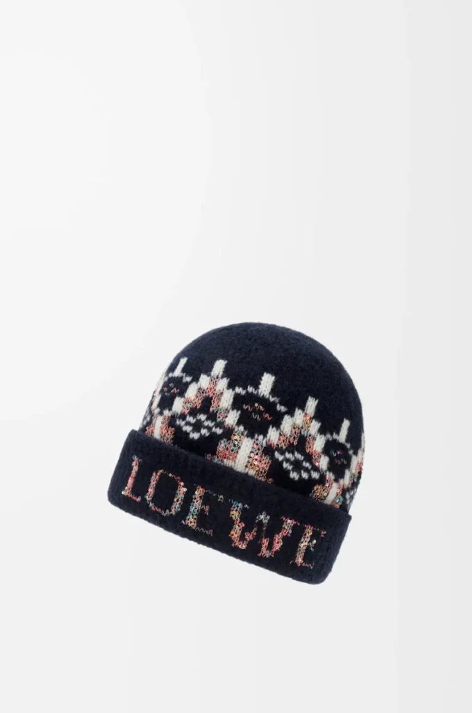 Beanie aus Wollmischung Navy/Multicolor