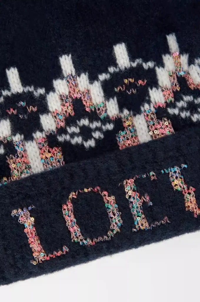 Beanie aus Wollmischung Navy/Multicolor
