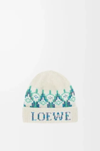 Beanie aus Wollmischung Weiß/Mint