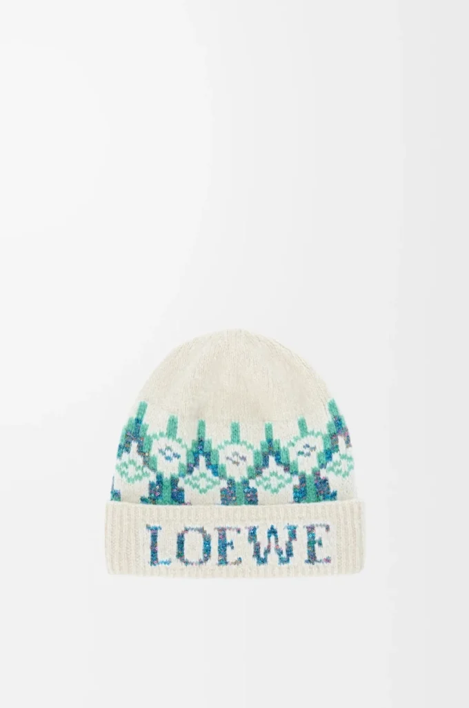 Beanie aus Wollmischung Weiß/Mint