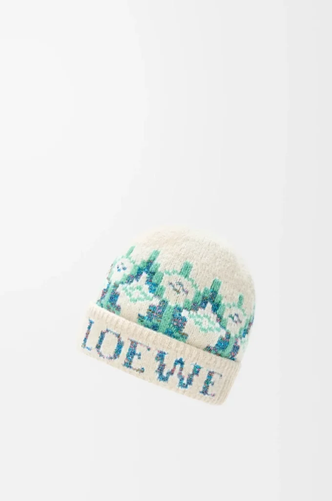 Beanie aus Wollmischung Weiß/Mint