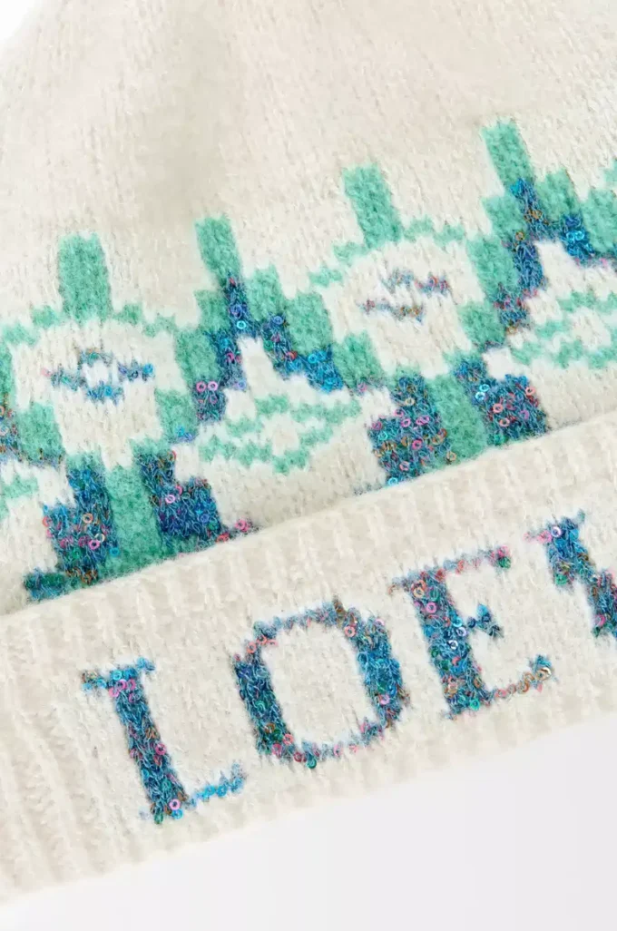 Beanie aus Wollmischung Weiß/Mint