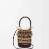 Beuteltasche aus Kordel und Leder Dunkelbraun/Mehrfarbig