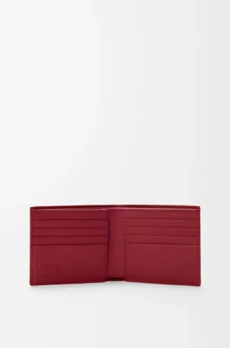 Bifold-Brieftasche aus klassischem Kalbsleder in Burnt Red